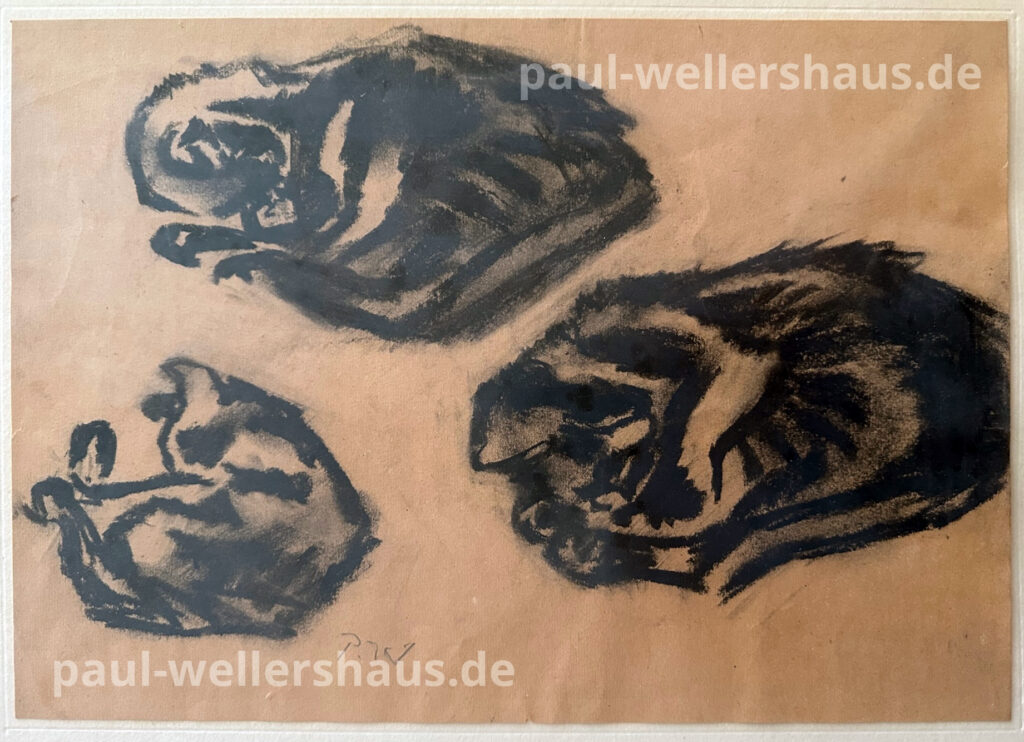 Schwarz-Weiß Gemälde von Paul Wellershaus